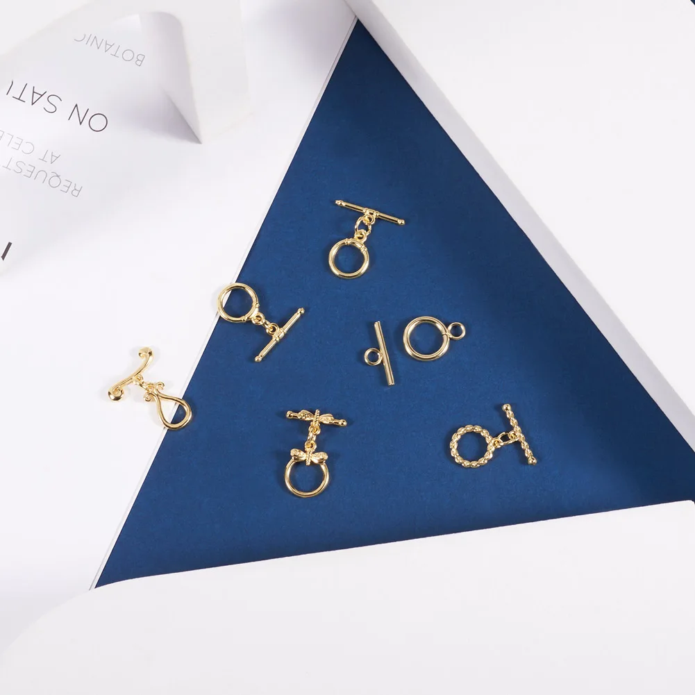 24 Sets Brass Toggle Clasps OT Clasp Connector Multiple Shapes For Jewelry Making DIY Bracelet Necklace Findings Accessories
