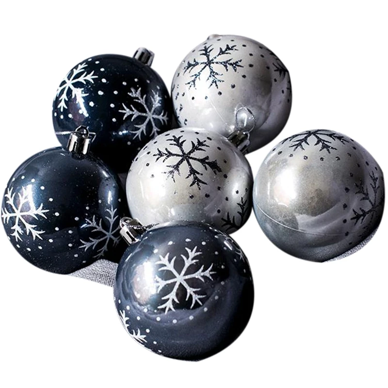 

8Cm Snowflake Christmas Ball Painted Hand-Painted Black Gray Christmas Ball Decoration Ball Hanging Ball