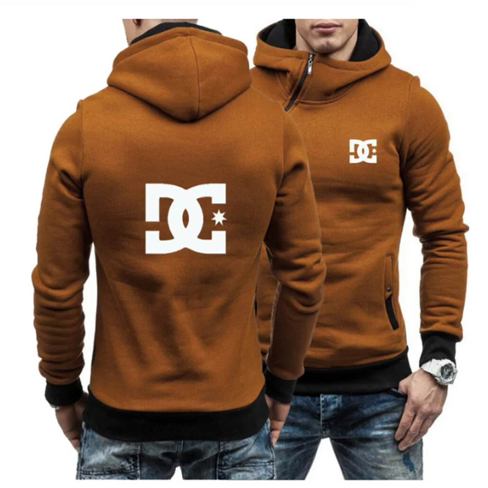 DC Spring Fall 2022 Men's New Must-Have Hoodie Sport Diagonal Zipper Pullover Warm Casual Men's Sportswear Fashion Men's Jacket