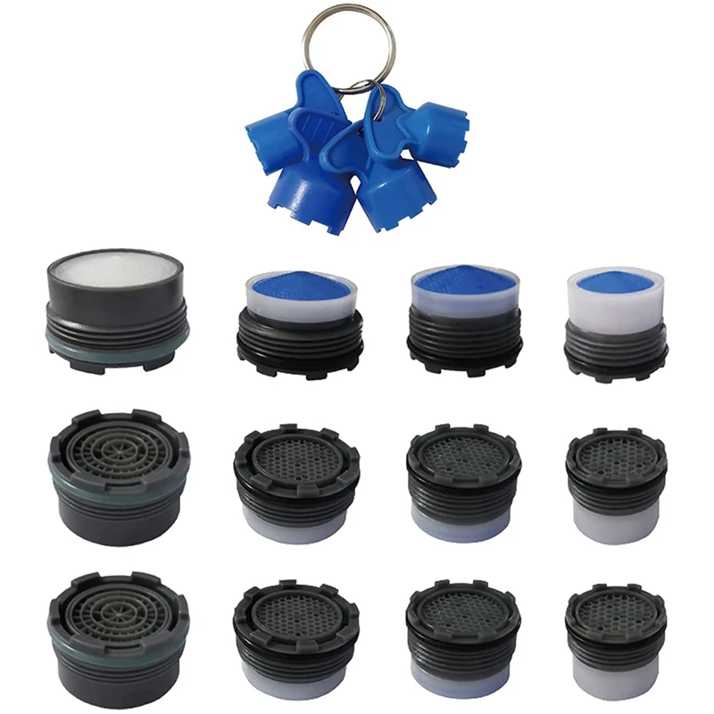 

12 Pieces Faucet Cache Aerators with 4 Pieces Removal Wrench Tool, Water Saving Flow Restrictor Set Replacement Part