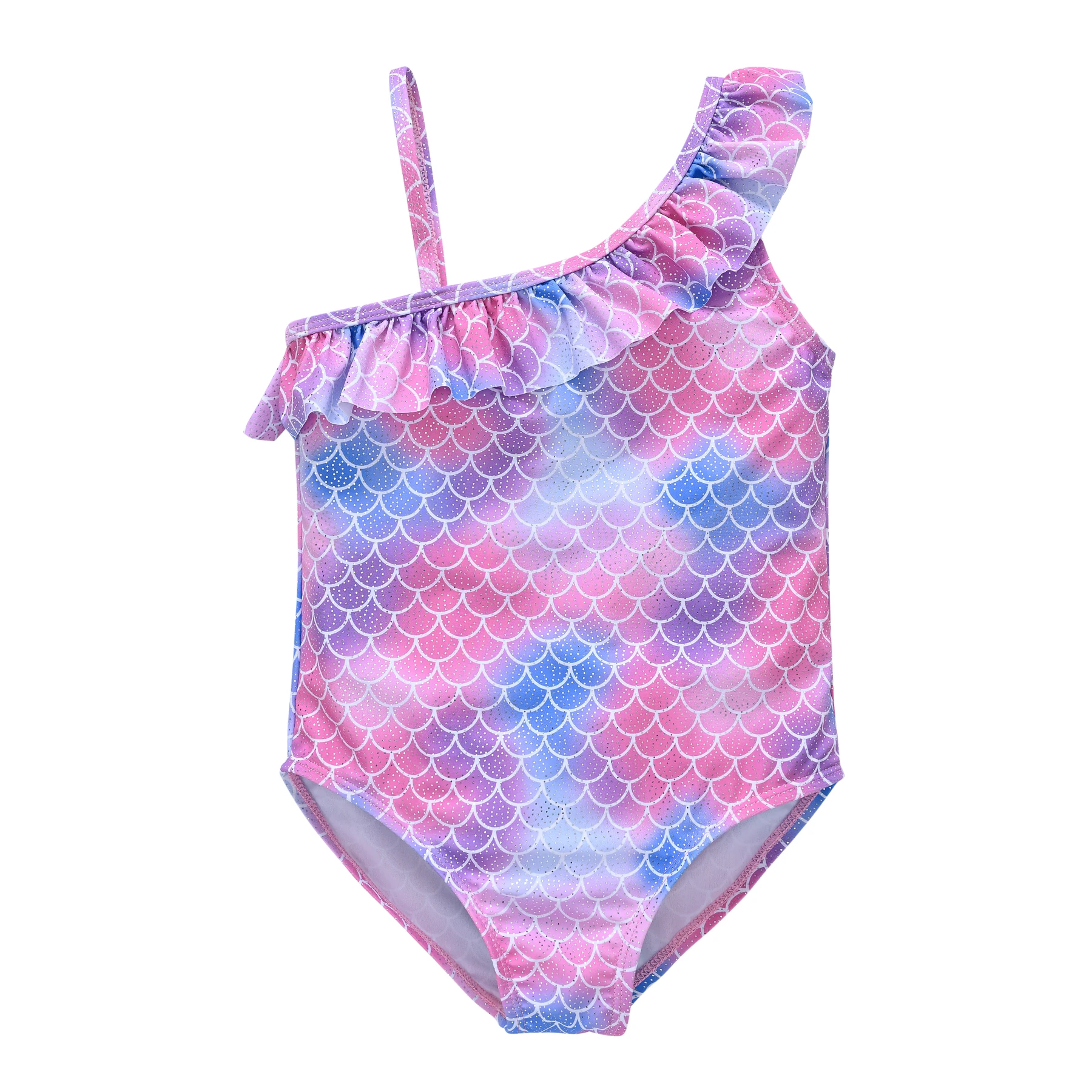 

Honeyzone Summer Toddler Kids Girls Swimsuit Baby One Shoulder Bikini Fish Scales Swimwear Bathing Suit Floral Beachwear