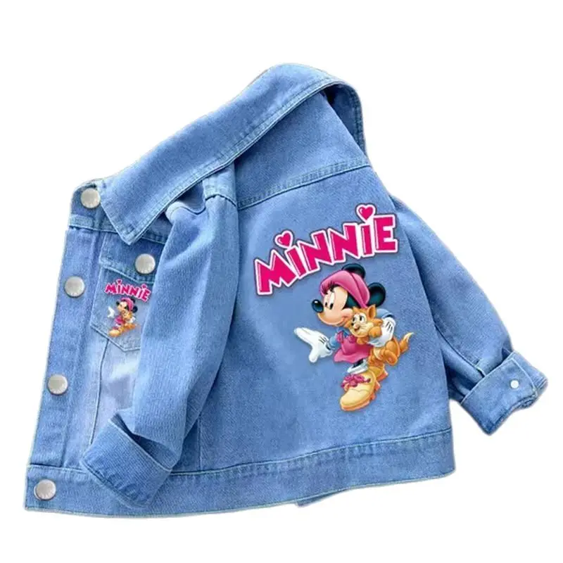 New Baby Boys Girls Denim Mickey Minnie Mouse Jacket Coat Children Kids 100% Cotton Printed Outerwear Clothes for 2 4 6 8 9y