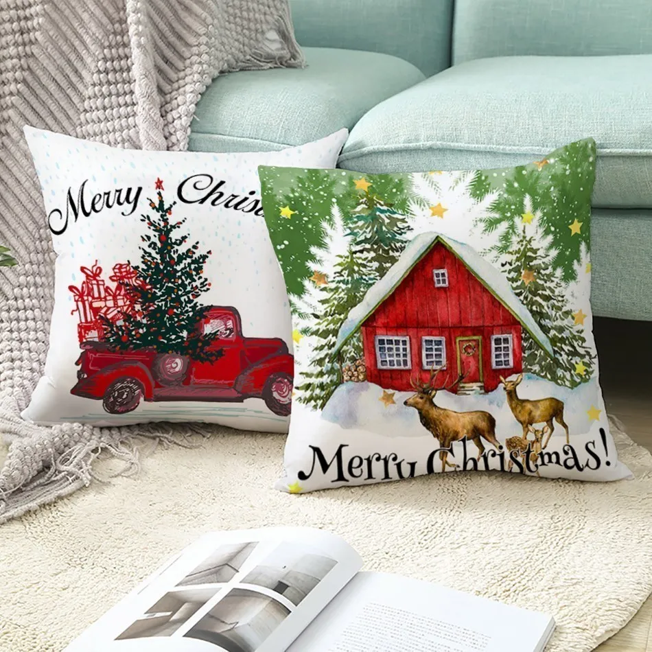 

Рождественский Декор, Наволочка на подушку, Наволочка на рождественскую елку, диван, автомобиль, украшения для дома, подарки, рождественски...