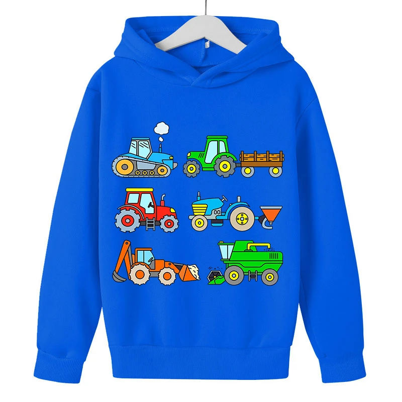 

2022 New Teen Boys CuteTractor by Samshirts Hoodies Children's Sweatshirt Girl Fashion Casual Hooded Pullover Baby Kids Clothes