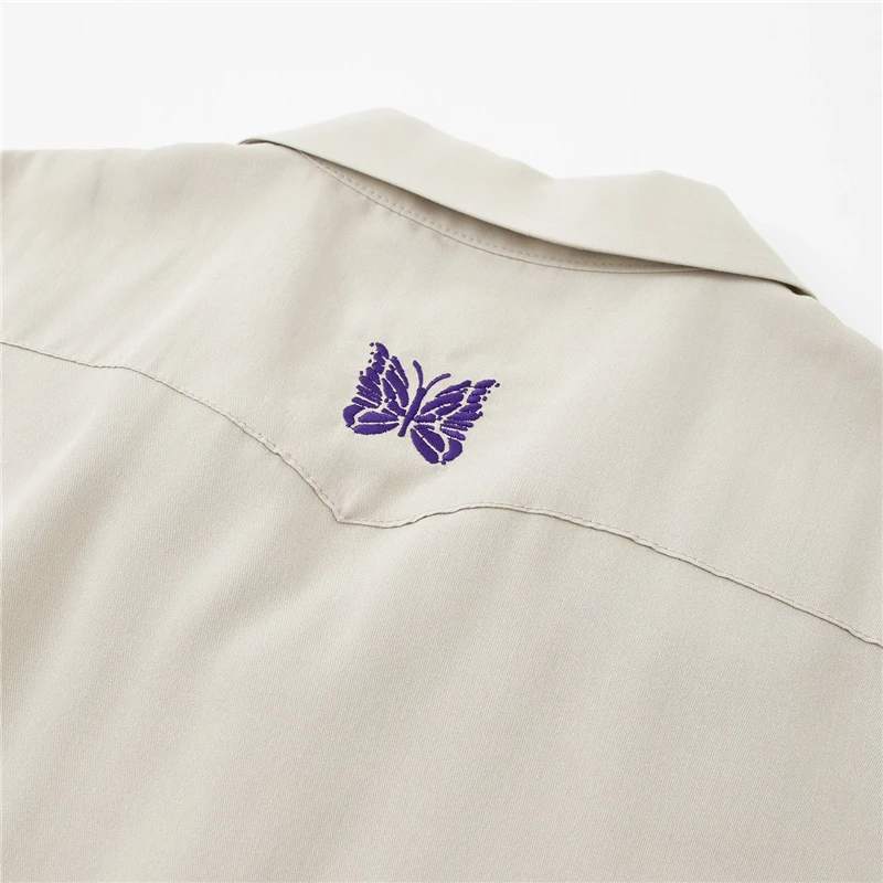 Apricot Needles AWGE Shirts Men Women 1:1 Best Quality Cowboy Embroidered Butterfly Pocket Shirt Tops Tee