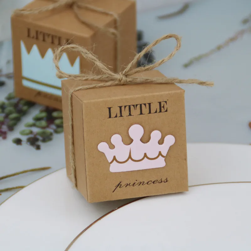 

6/12pcs Baby Footprints Candy Dragee Box Sweet Container Favor and Gifts Box with Ribbon Baptism Baby Shower for Birthday Party