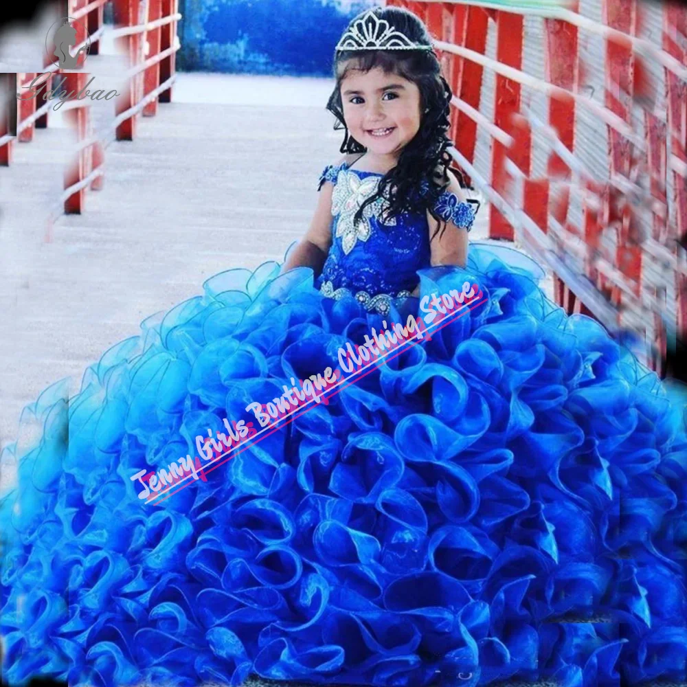 Королевское синее праздничное платье для девочек тюлевые элегантные платья с