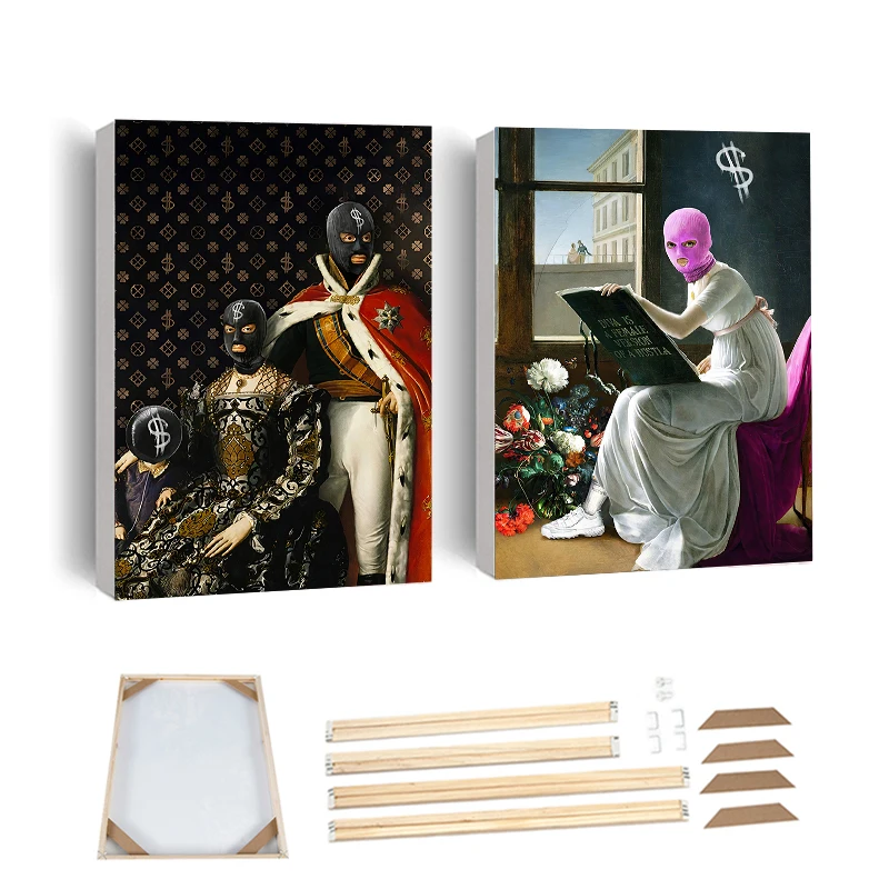 

Criss Bellini Masking Art King Vintage Posters and Prints with Frame Canvas Print Court Wall Art Pictures Living Room Home Decor