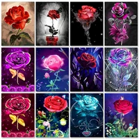 gatyztory flowers paint by numbers kits on canvas rose diy frame 60x75cm oil painting by numbers hand painting decor wall art