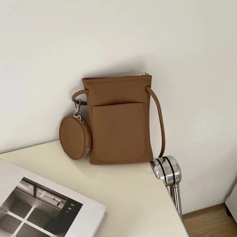 

Womens Bag Crossbody Phone Bag PU Leather Zipper Shoulder Bag Casual Solid Color Cute Ladies Purse Bag