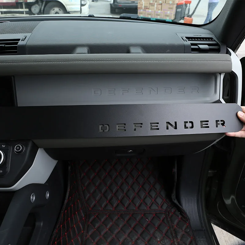 

For Land Rover Defender 110 2020-2021 Aluminum alloy Car Front Dashboard Defender Wordmark Decorative Panel Car Accessories k