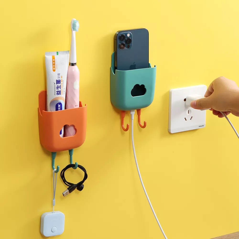 

Mobile Phone Holder For Wall Mounted Organizer Storage Rack Hanging Charger Hooks Multifunction Cellphone Remote Control Hook
