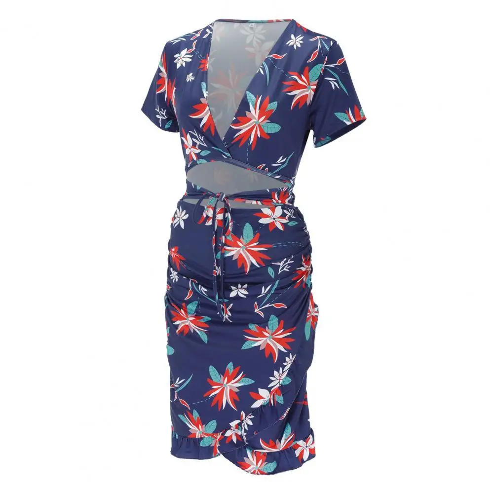 

High-Waist Skin-touching Sexy Waist Hollow Ruched Mini Dress for Daily Wear