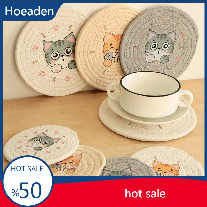 

Table Pad Insulation Placemat Cup Bowl Mat Home Decoration Durable Cat Pattern Coaster Table Decoration Kitchen Accessories