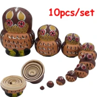 10pcs new owl nesting eggs nesting dolls interior decoration ornament easter russian nesting dolls home decor accessories gifts