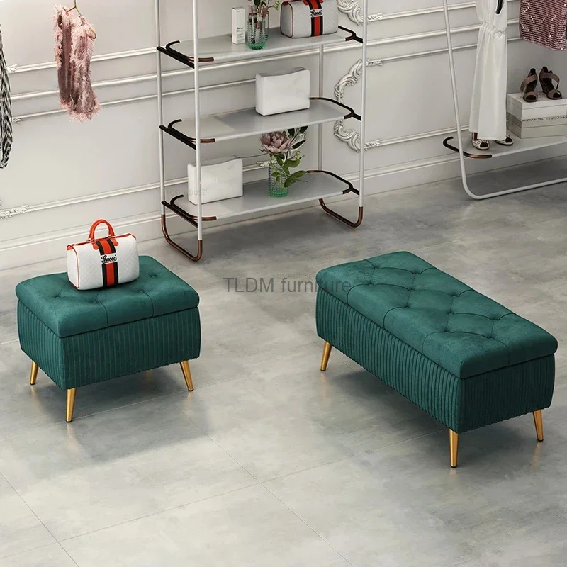 Luxury Ottoman Stools Shoe Changing Ottomans Bedroom Bed End Sofa Home Door Bench Clothing Store Storage