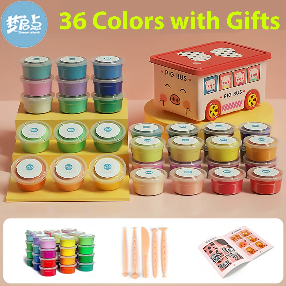 

10 ~ 36 цветов светильник мягкая глина, игрушки «сделай сам», Детский развивающий воздушный полимерный пластилин, безопасная цветная яркая гл...