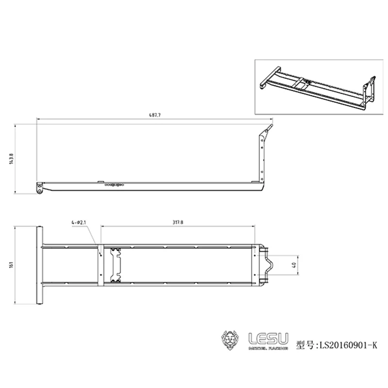 Металлический прицеп для LESU MAN TGS 8x8 LS20160901-К