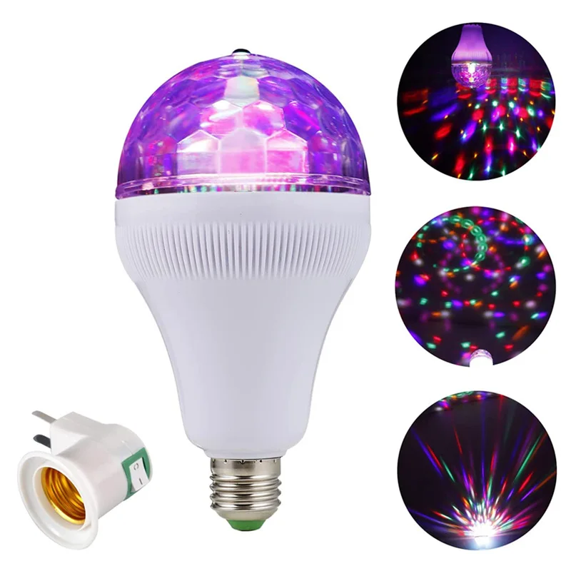 

E27 Rotating Stage Light Effect Disco Crystal Magic Ball LED Bulb Voice Control RGB Projection Lamp For KTV Bar Christmas Party