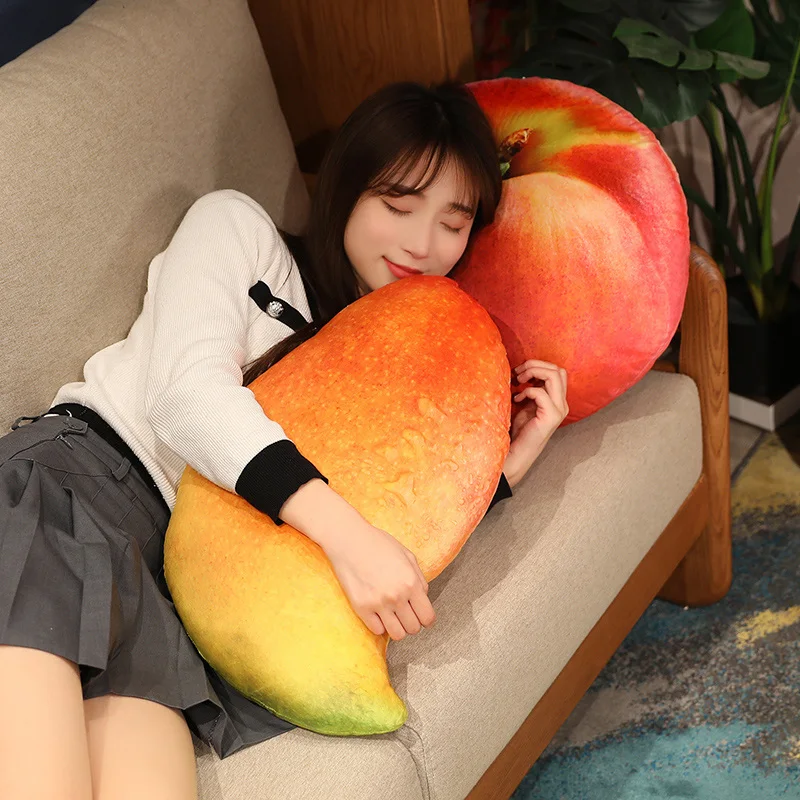 Real Like Hami Melon Pineapple Mangosteen Mango Strawberry Plush Toy Stuffed Soft Pillow Birthday Gift For Kids Girlfriend Decor