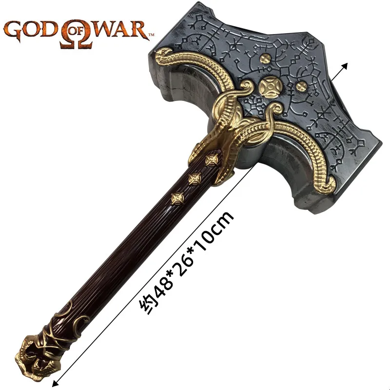 

Cosplay 1:1 God of War Weapon Thor Hammer Chaos Blade Flame Tomahawk Thunder Hammer Prop Role Playing Ghost Beast Hammer PU Weap