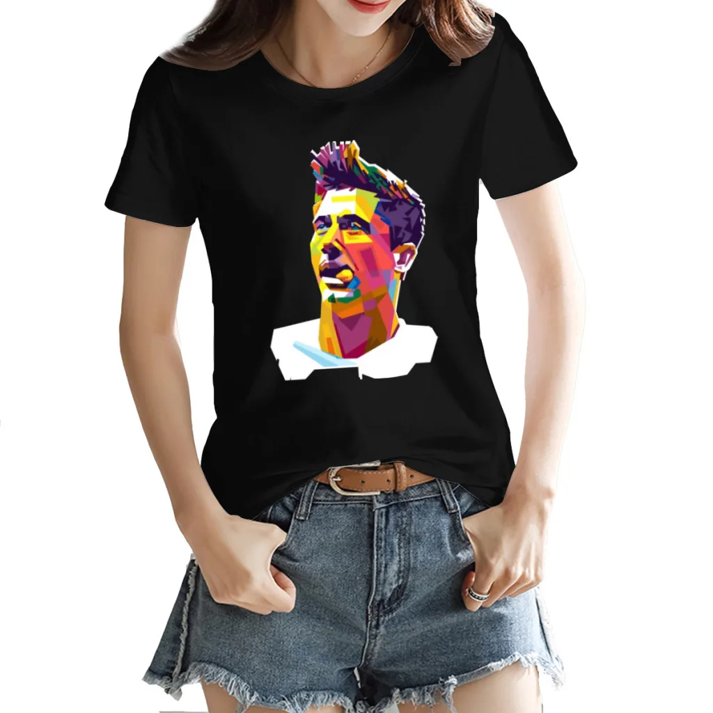 

Football Gift Women's T-shirt Motion Championship Poland Robertss and Lewandowss 1 Graphic Vintage Top quality Fitness T-shirts