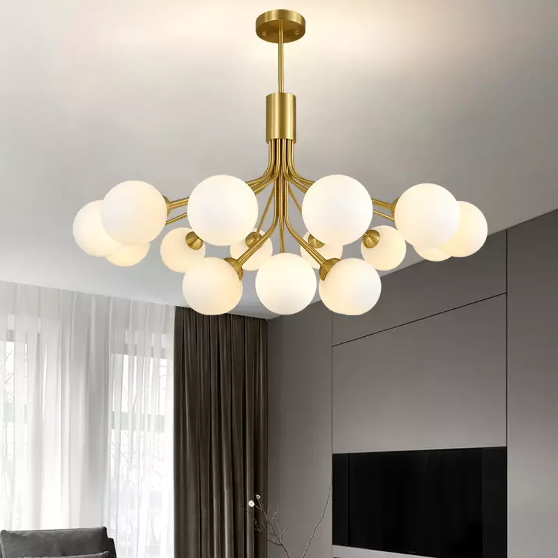 

Led Gold Luxury Bedroom Kitchen Lamp Magic Bean Apiales Chandeliers For Dining room cafe lighting Nordic glass ball chandelier