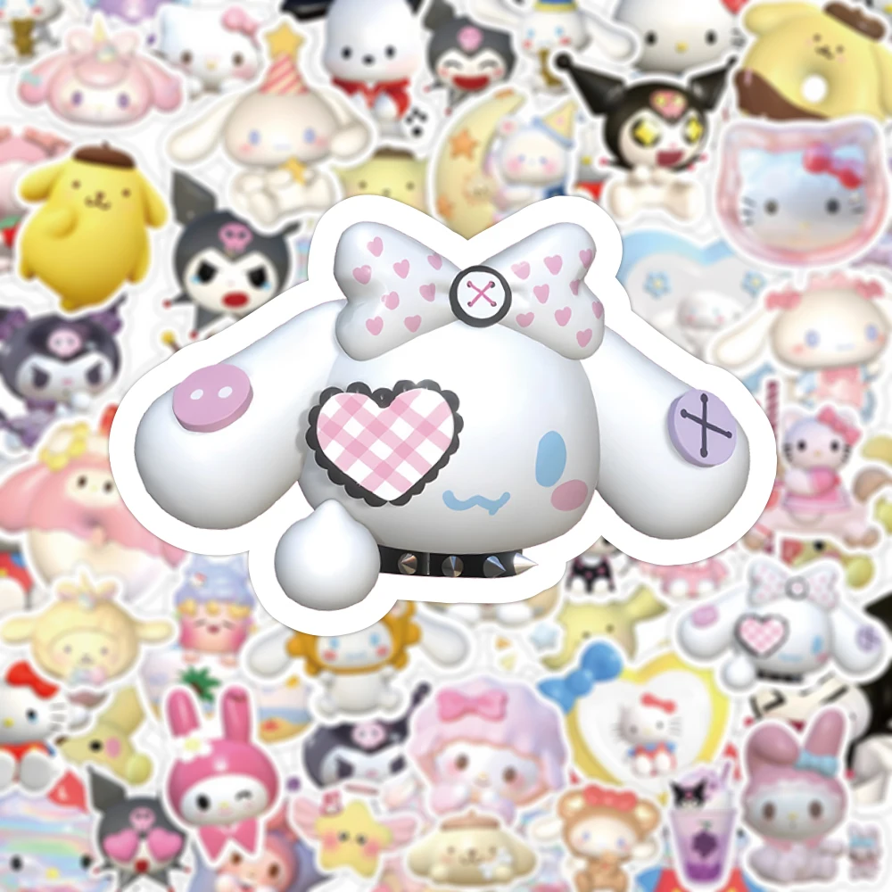 10/30/50 шт. милые смешанные наклейки Sanrio для детей Kawaii HelloKitty Kuromi Cinnamoroll с персонажами