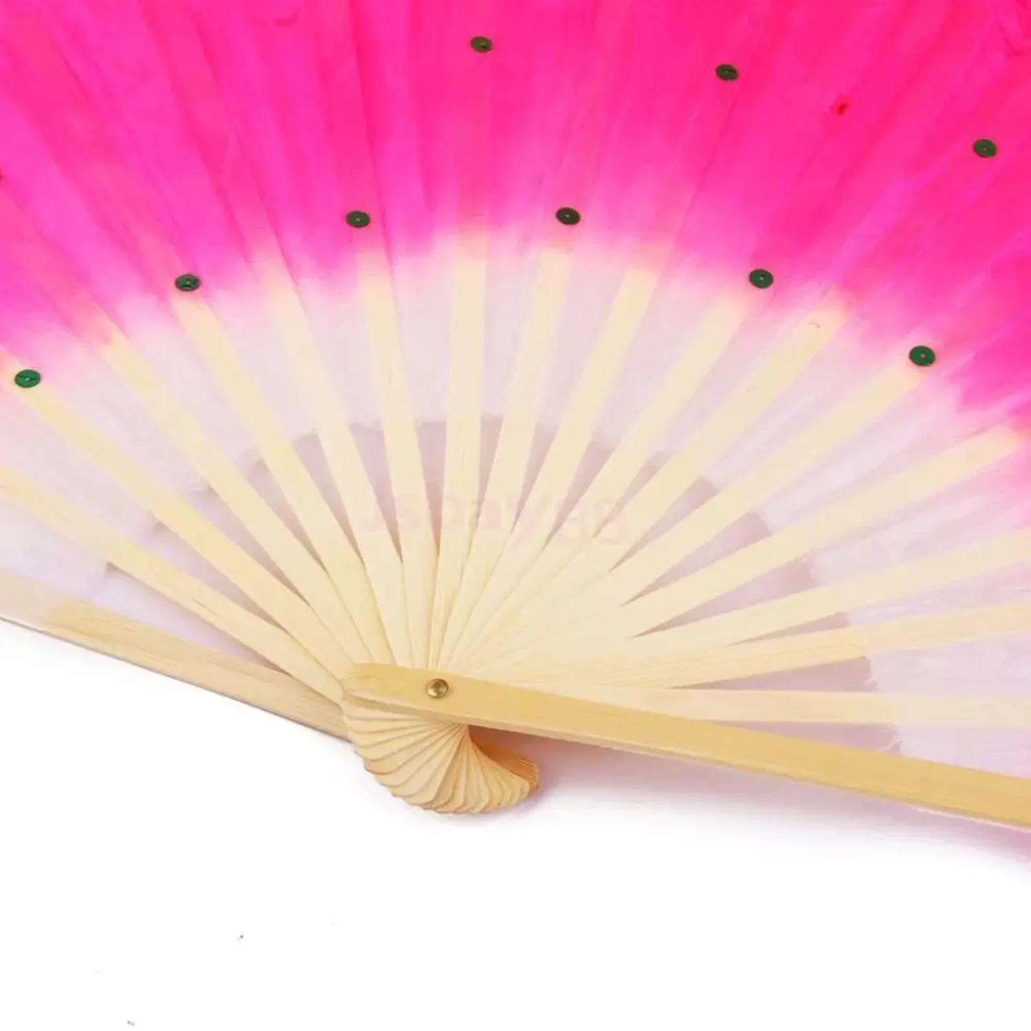 1Pcs Rose Silk Veil Fan Chinese Folk Art Half Circle Bamboo Useful Yangko Dance Party Supplies