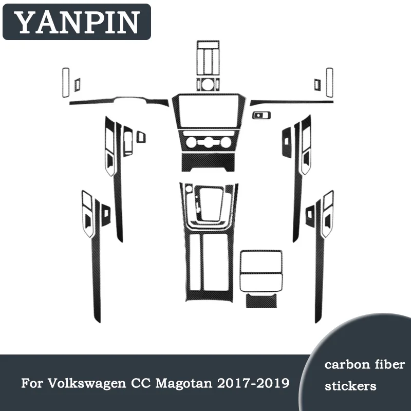 

Черные наклейки из углеродного волокна для Volkswagen Magotan CC 2017 2018 2019, декоративные аксессуары для салона автомобиля