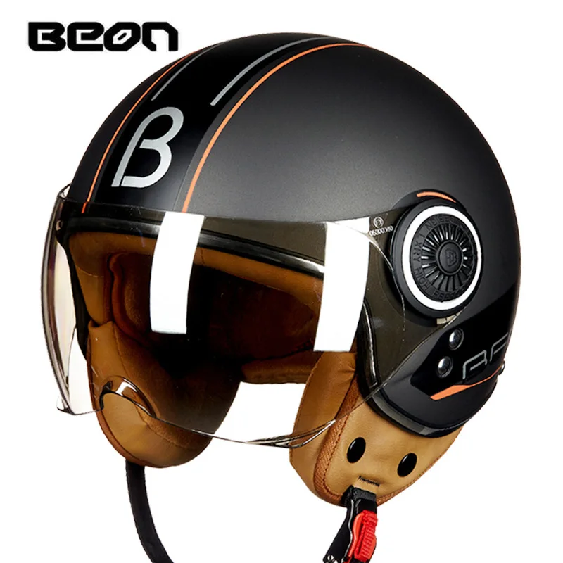 Open Face BEON B-110B Motorcycle Helmet Retro Vintage Casque Half Casco Mopeds Vespa rbike Jet Pilot Racing Capacete De moto DOT