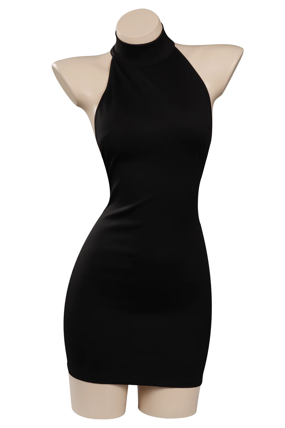 Женское облегающее мини-платье с лямкой на шее и открытой спиной