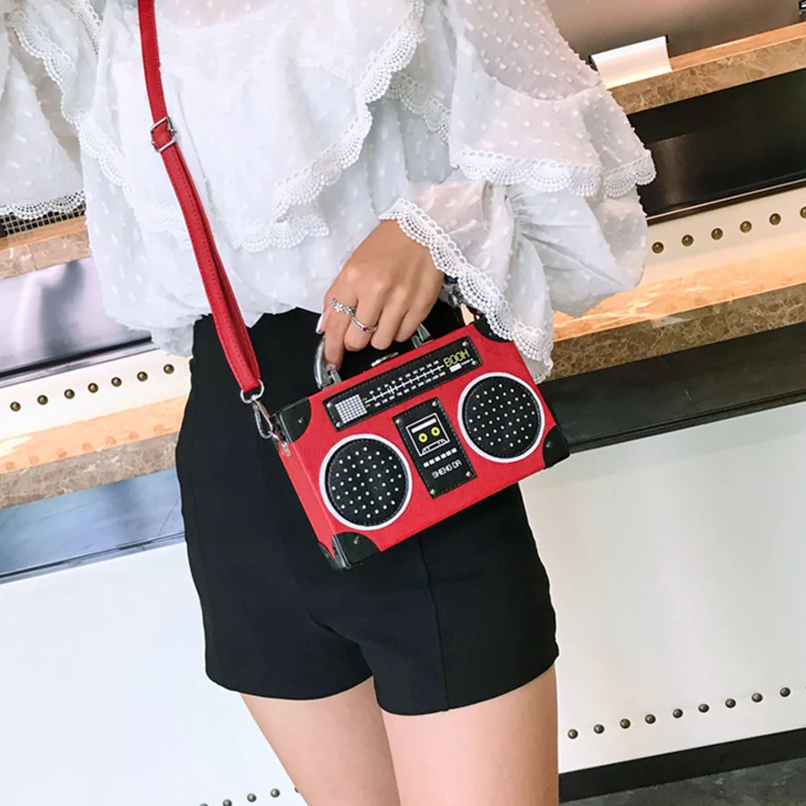 

Fashion Ladies HandBag Personality Sequin Radio Style Crossbody Bags For Women Pu Leather Harajuku Shoulder Messenger Bag Mini