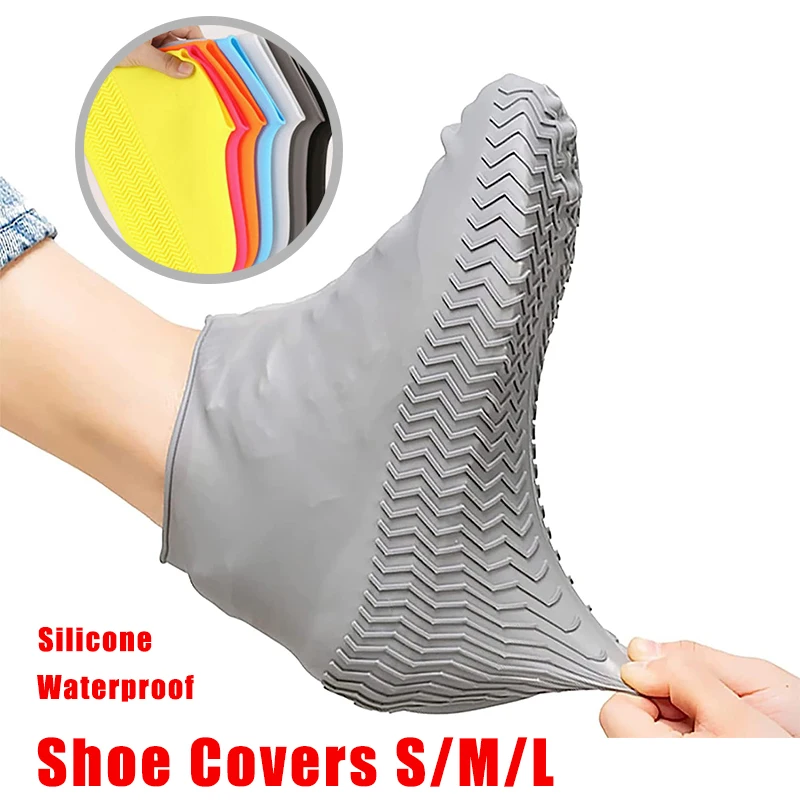 

1/3 Pair Waterproof Shoe Covers Non-slip Silicone Shoe Cover High Elastic Wear Resistant Unisex Rain Boots for Outdoor Rainy Day