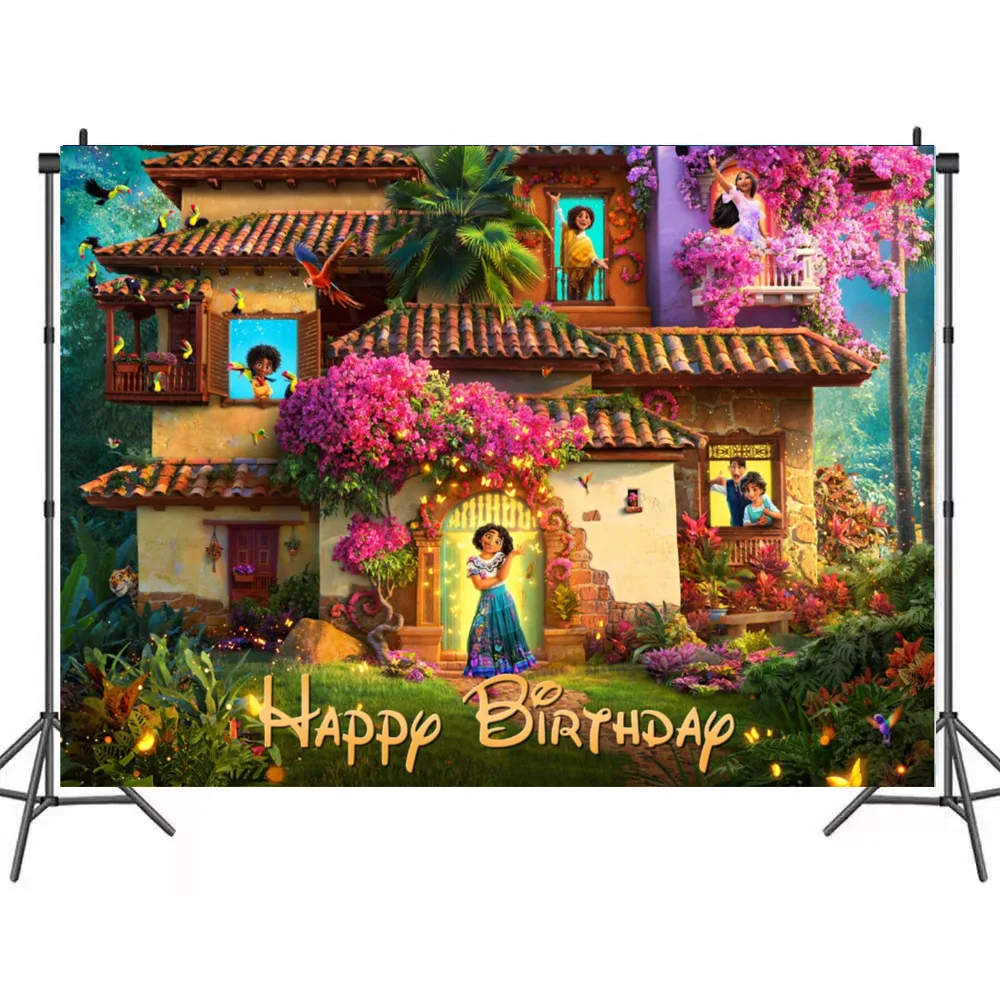 

Encanto Themed Photography Background Fabric Birthday Party Decor Banner Baby Shower Decor