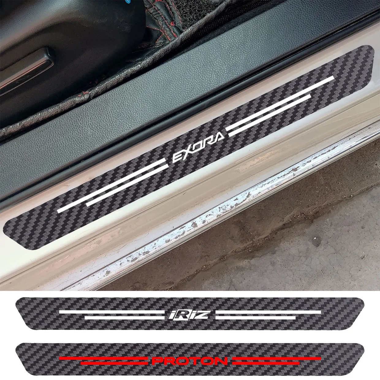 4 шт., наклейки на порог автомобильной двери, из углеродного волокна