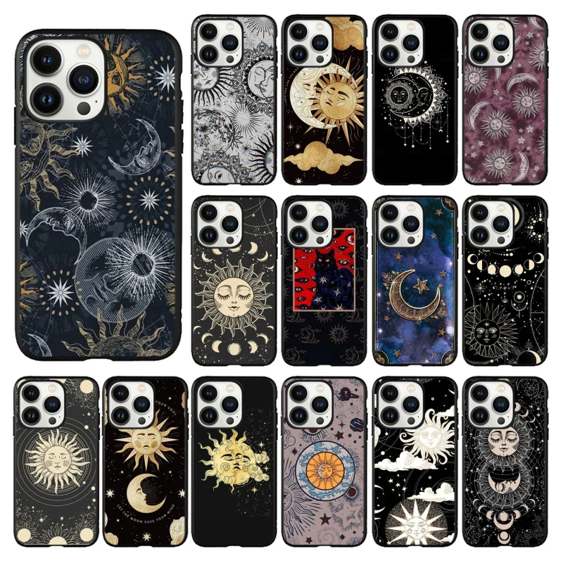 

Magic Sun Moon Witches Moon Tarot Phone Case for iPhone 14 13 12 11 Pro MAX X XS Max XR Mini SE2022 6S 7 8 Plus Black Case