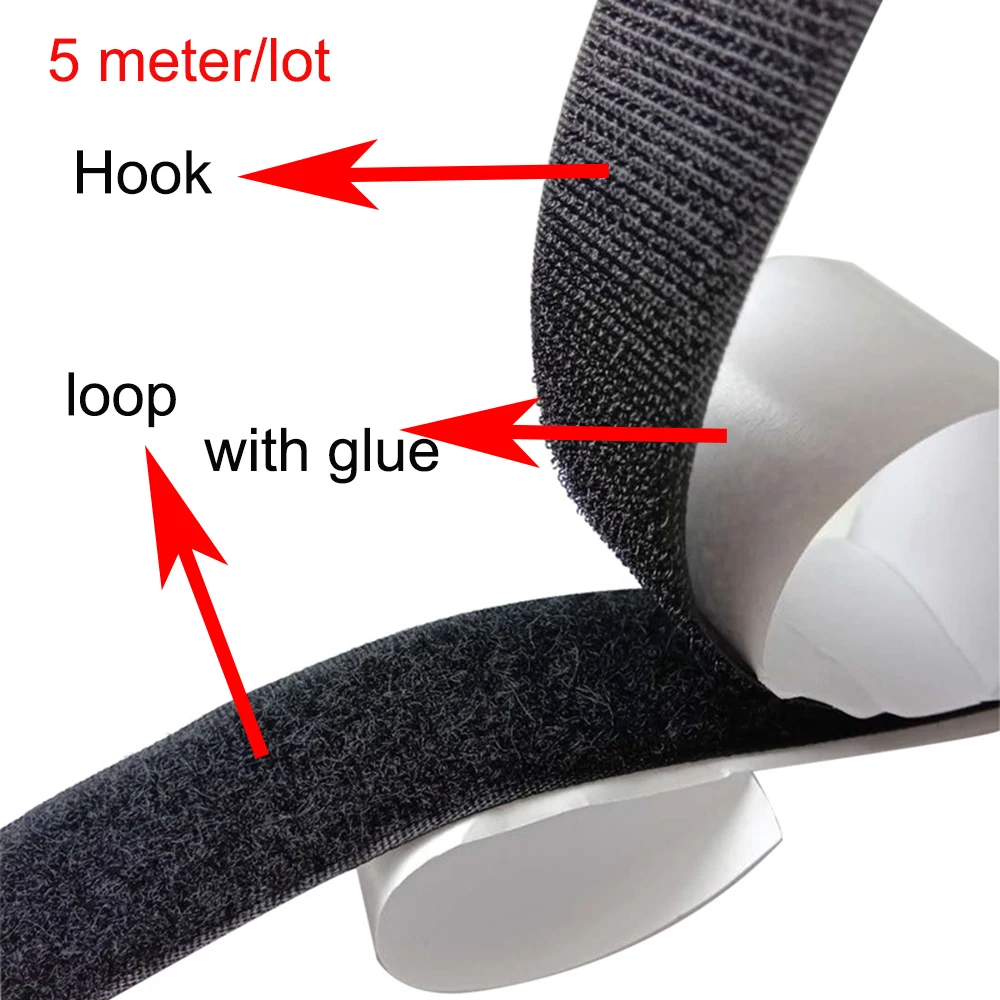 5M Strong Self Adhesive Hook and Loop Fastener Tape Nylon Sticker Hook Adhesive with Glue for DIY 16/20/25/30/40/50/100/110mm