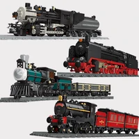 new technical railway steam locomotive train railways railroad track building blocks simulation model bricks kids toy gift