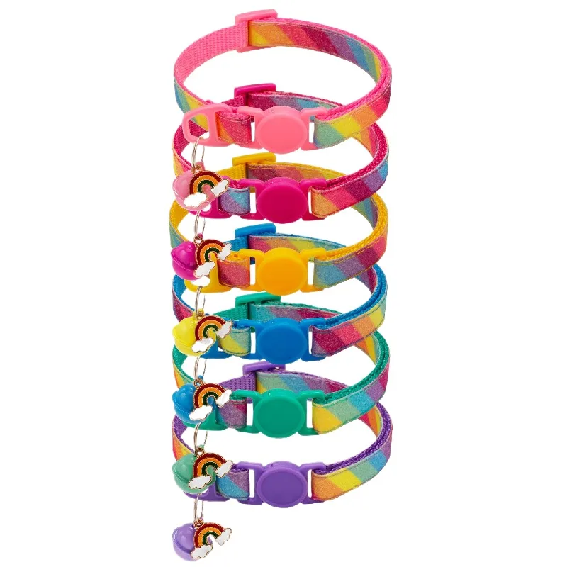 10 шт./лот ошейник для собак Радужное регулируемое ожерелье маленьких и средних