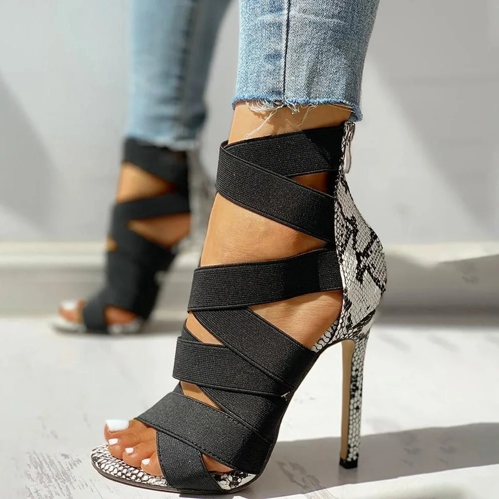 

High Heel Sandal for Women Female Shoe Buckle Summer High-heeled Girls Comfort New Fashion Stiletto Strap Peep Toe Open Pumps