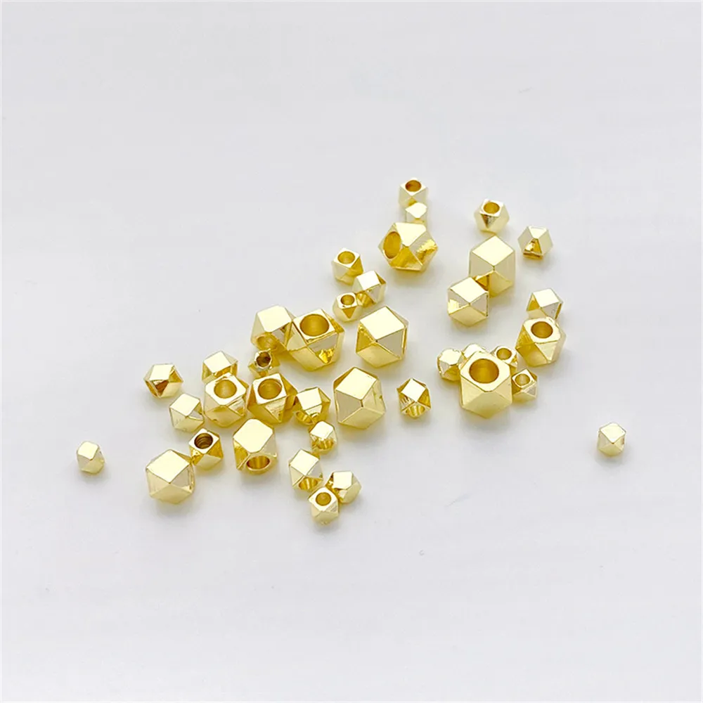 

14K Gold Wrapped Polygonal Cut Corner Beads Multi sided Loose Beads Handmade DIY Bracelet Necklace Accessories Materials