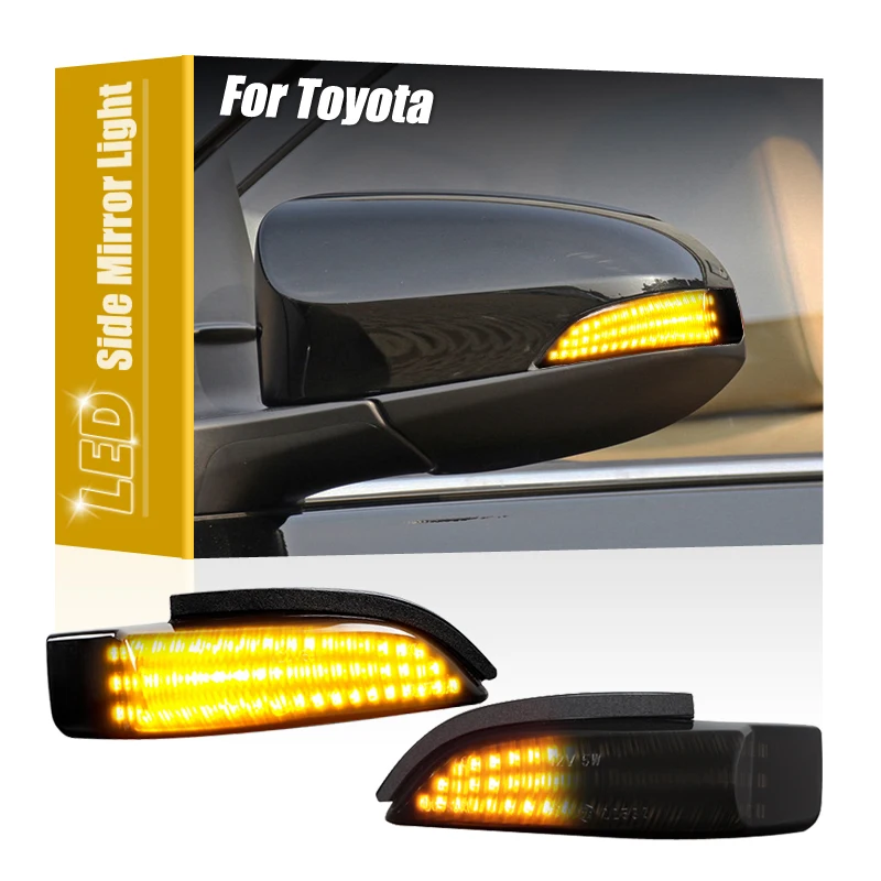 2Pcs Smoked Lens LED Side Rearview Mirror Blinker Dynamic Turn Signal Light For Toyota Yaris Camry Prius C Etios Corolla Venza