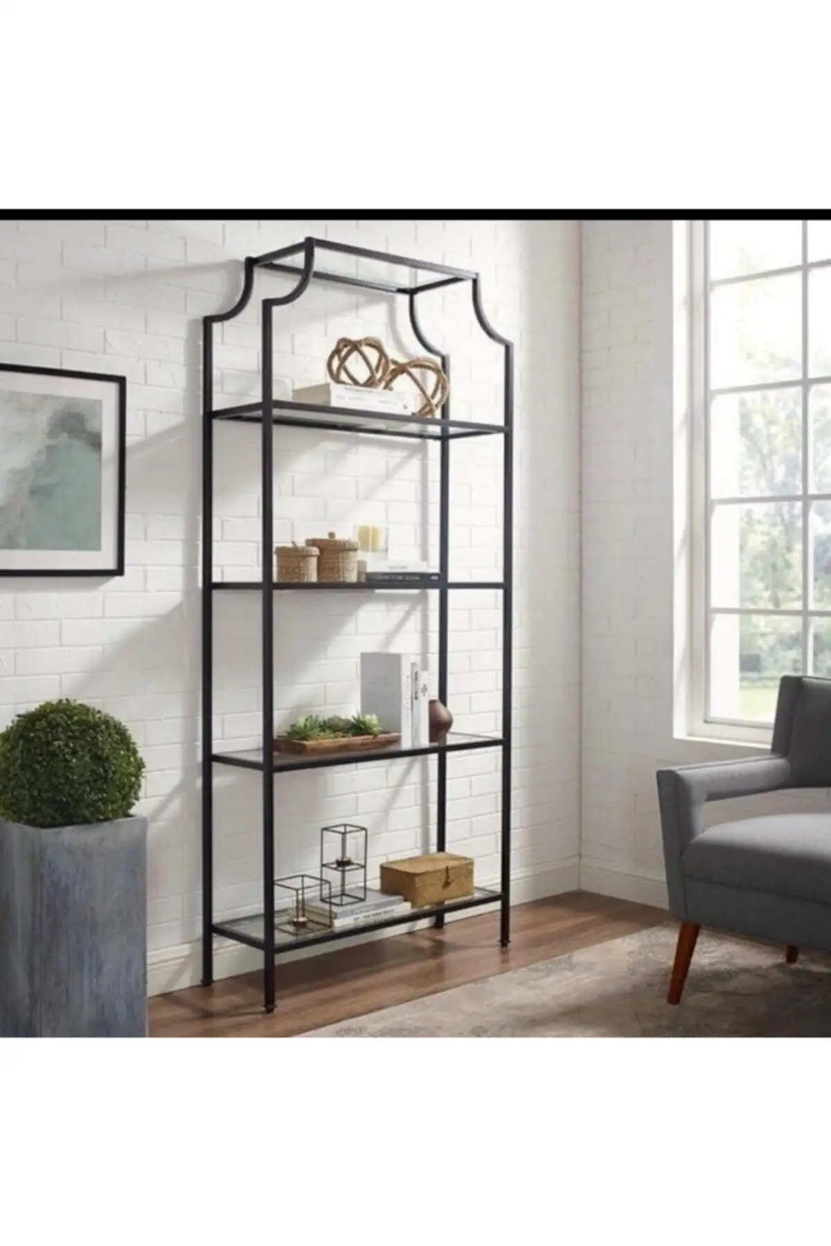 

Modern Metal Bookcase Shelves Bronze Mirror coffe table