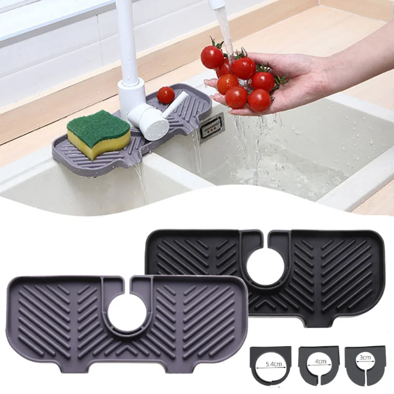 

1pc Kitchen Silicone Faucet Drainage Pad Sink Splash Guard Storage Holder Countertop Protector Table Cushion for Bathroom