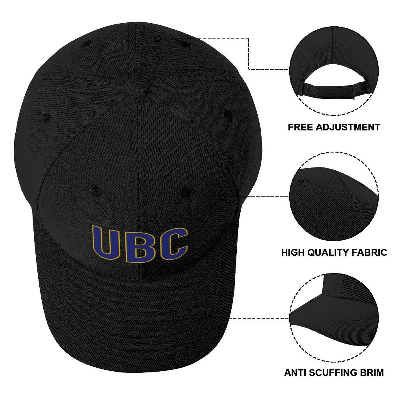 UBC надпись желто-синяя бейсболка из пенопласта вечерняя шляпа пляжная для гольфа