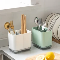 multifunctional compartment spoon fork chopsticks drain box double layer kitchen storage rack practical and simple