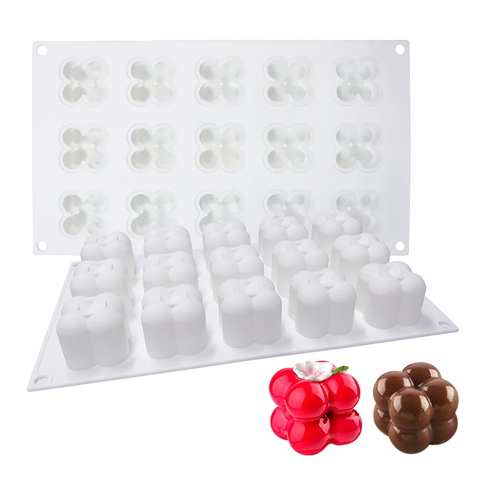 Molde de burbuja de cubo para velas, 15 piezas, molde de silicona para velas, cera, jabón, gelatina, Chocolate y Mousse