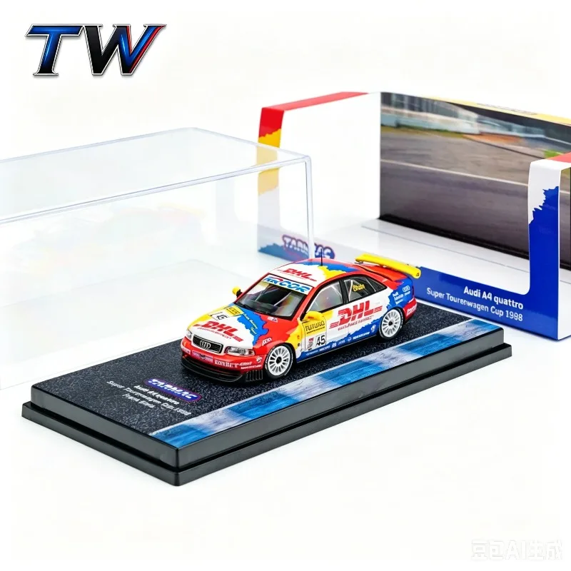 Фото Модель гоночного автомобиля TW Tarmac Works 1:64 Audi A4 Quattro Cup 1998 из литого под давлением сплава, коллекционные модели для взрослых, праздничные подарки, игрушки для мальчиков. №1