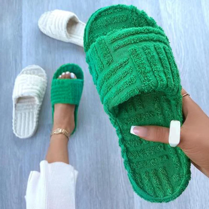 

Fashion Sandals Women Shoes Open Toe Women's Shoes Solid Color Sandals Woman Soft Female Slippers Furry Sandals Zapatillas Mujer